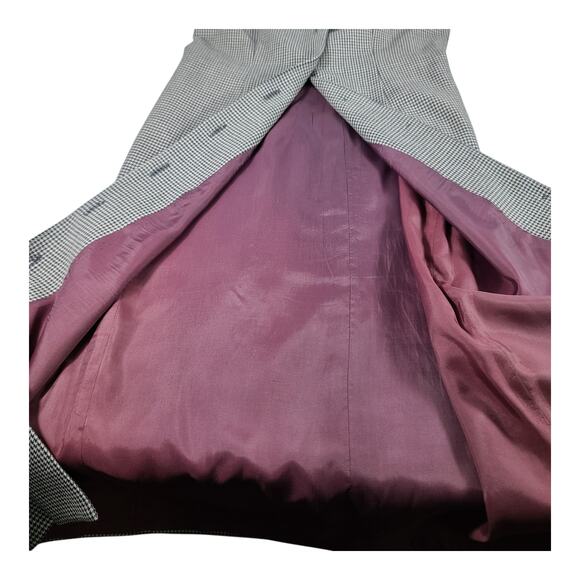 Talbots Brown Black Houndstooth Vintage USA Wool Lined Button Front Dress 4 P - Picture 5 of 7